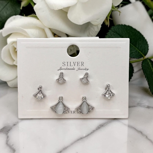 Luna Fan Trio Stud Set
