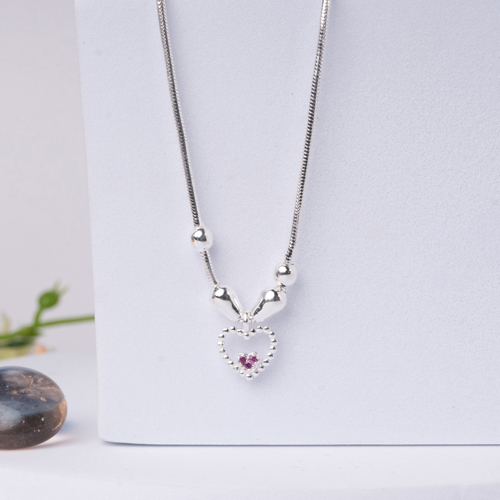 Rosy Heart Pendant Chain